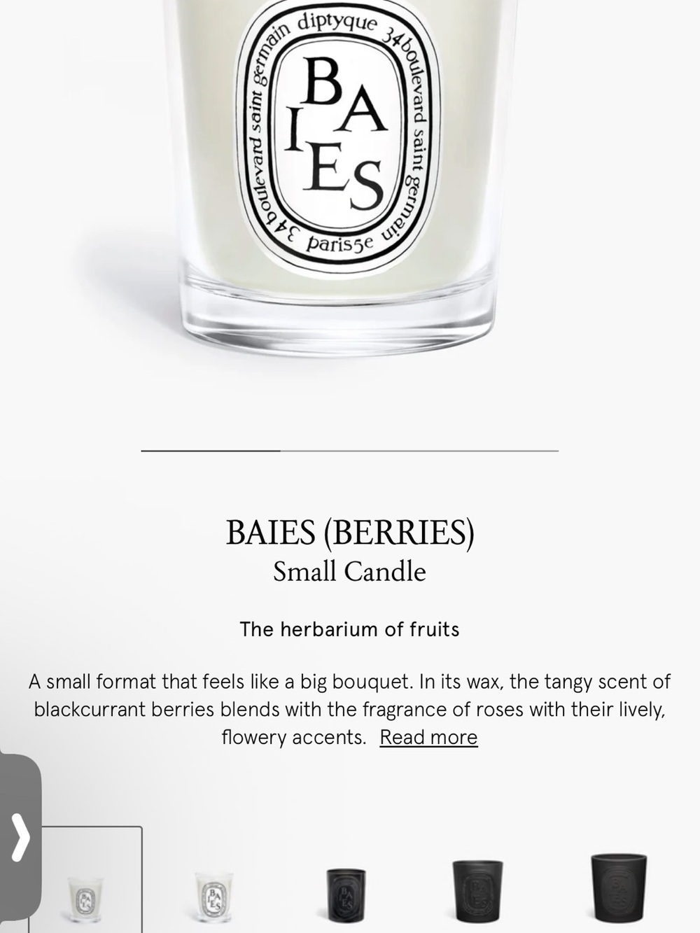 Diptique small candle - Baies (berry and rose) with Gold Lid -